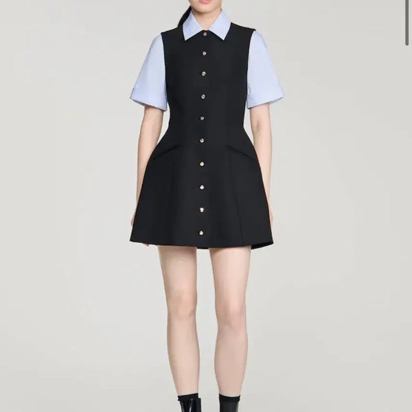 [BUNJANG] Sandro 2-In-1 Mini Dress - Black / Sandro 2-In-1 Mini Dress - Black