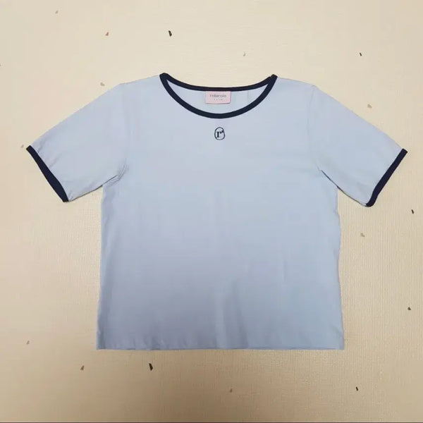 [BUNJANG] Rollerama Blue Logo Ringer Short Sleeve T-Shirt / 로라로라 블루 로고 링거 반팔티셔츠
