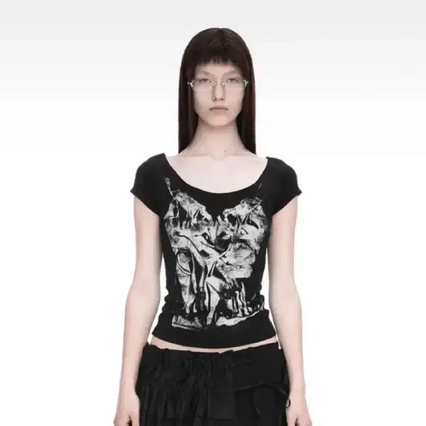 [BUNJANG] NACHE SLIP X-RAY PRINTED T-SHIRT Black / 나체 SLIP X-RAY PRINTED T-SHIRT 블랙