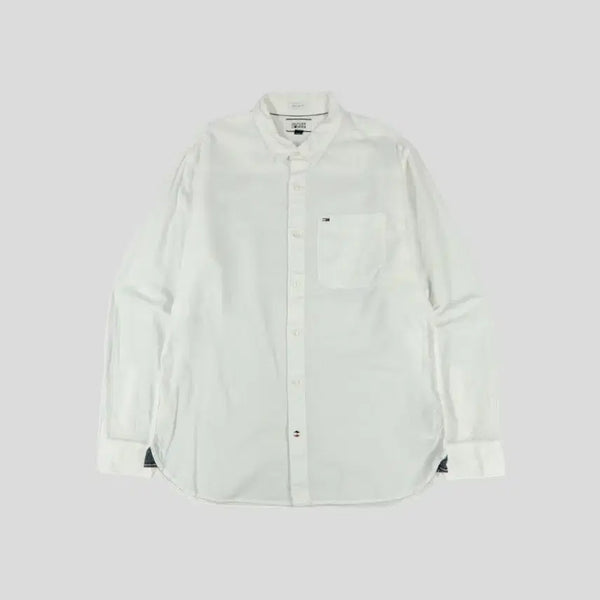 [BUNJANG] Tommy Hilfiger Linen Blend Regular Fit Button-Down Shirt / 타미힐피거 힐피거데님 화이트 로고 체스트포켓 레귤러핏 린넨블렌드 남방 셔