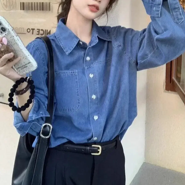[BUNJANG] Women's Denim Shirt / (새상품) 여성 청 데님 남방 셔츠