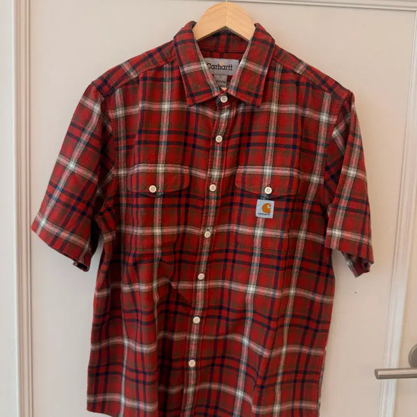 [BUNJANG] Carhartt Red Check Short Sleeve Shirt - Size L / 칼하트(Carhartt)의 레드 체크 반팔 셔츠