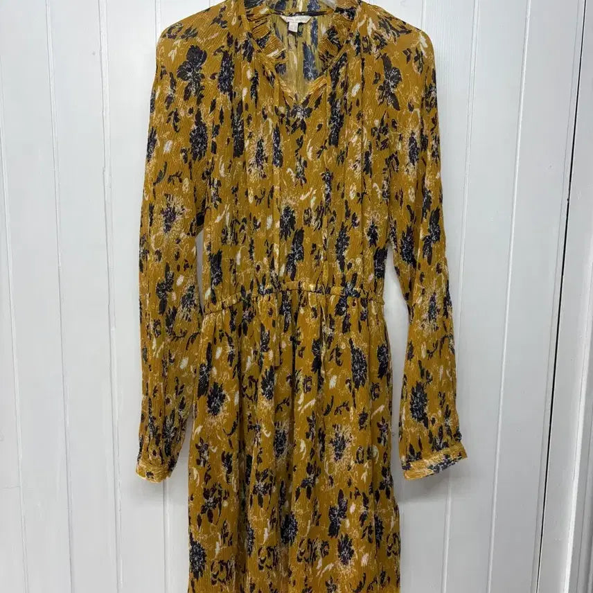 [BUNJANG] Plastic Island Mustard Flower Pattern Dress Size S / 플라스틱아일랜드 머스타드 플라워 원피스 S(44)  아