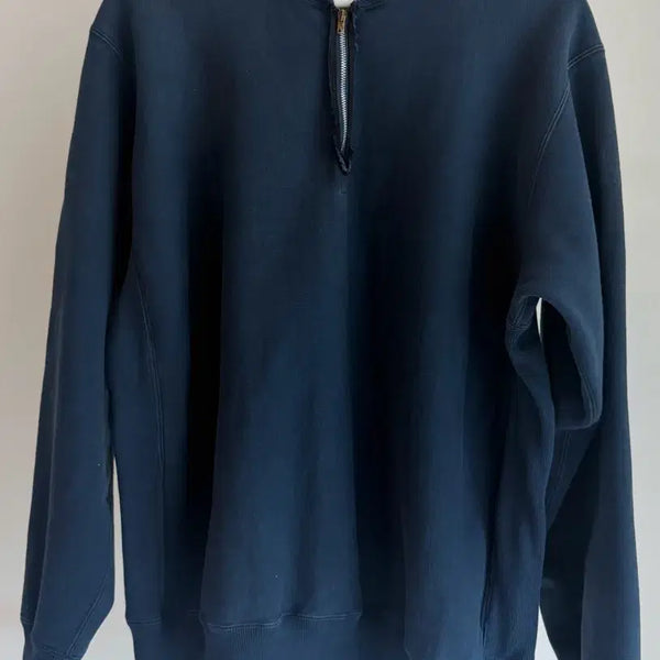[BUNJANG] APRESSE 2026 Vintage Half Zip Rib Collar Sweatshirt (Navy/Size 3) / 아프레쎄 2026년 빈티지 하프 집 립 카라 스웻셔츠(네이비/3사이즈)