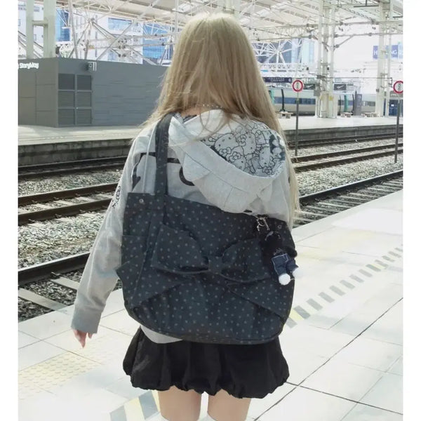 [BUNJANG] Pinku No Maru Ribbon Bag (Dot Black) / 핀쿠노마루 리본백(도트블랙) 판매