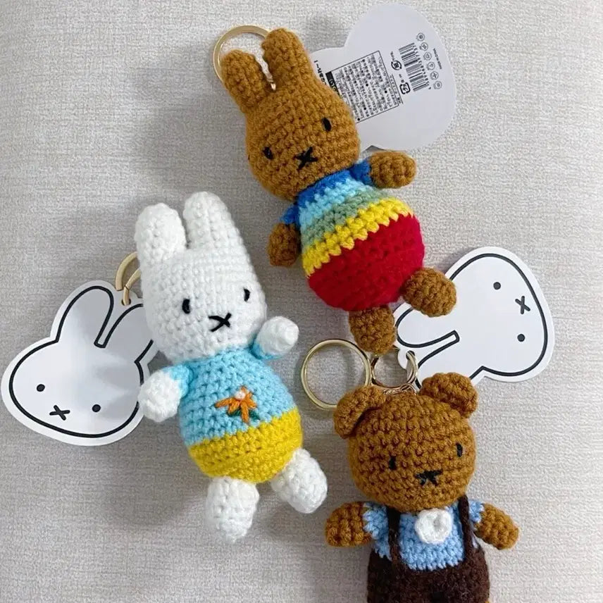 [BUNJANG] Miffy Knitted Keychain Set Bundle / 미피 뜨개 키링 세트 3개 일괄