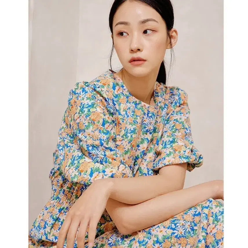 [BUNJANG] Lookast Puff Sleeve Floral Pattern Dress / 룩캐스트 원피스