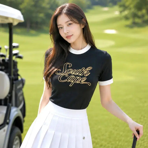 [BUNJANG] South Cape Golf Women's Heritage Logo Color Block Short Sleeve T-Shirt S / 사우스케이프 골프 여성 남해 헤리티지 로고 배색 반팔 티셔츠 S