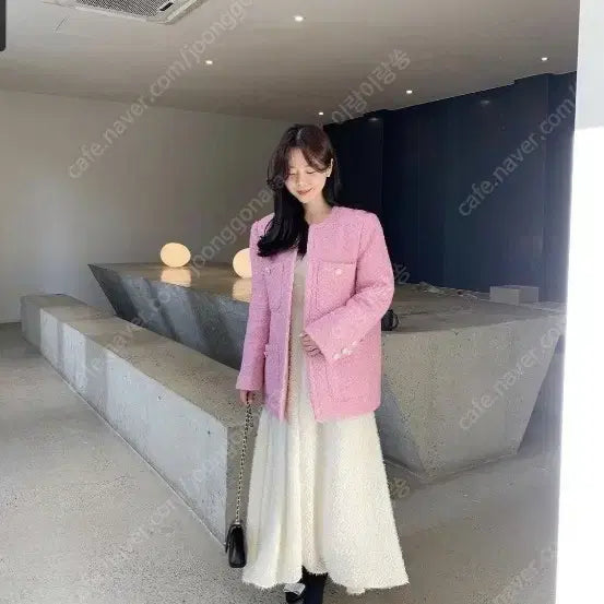 [BUNJANG] Byncini Pink Melon Tweed Jacket / 바이씨니 핑크메로나트위드자켓
