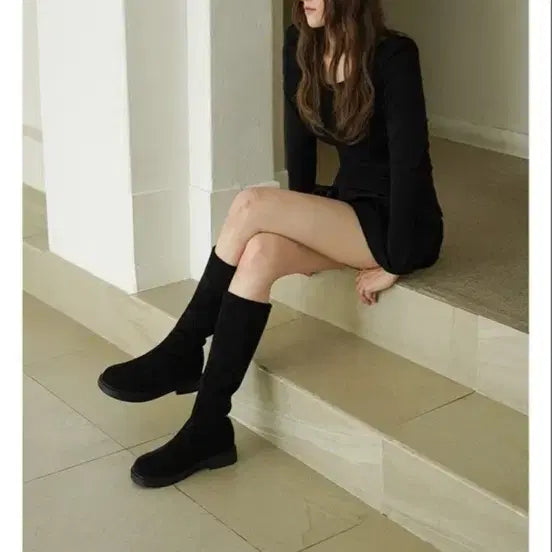 [BUNJANG] Chakhan Gudu Suede Long Boots (Fleece Lined) / 착한구두 스웨이드 롱부츠 기모