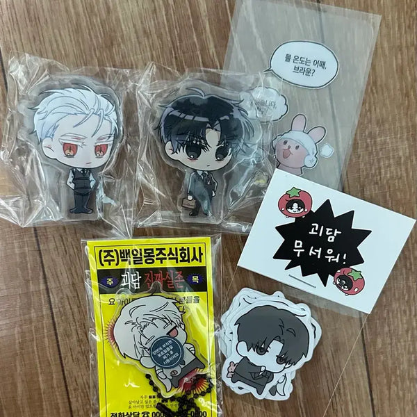 [BUNJANG] Go-dam Go-eul Lee Ja-heon Kim Sol-eum Acrylic Keyring Corotto & Sticker Set / 괴담출근 이자헌김솔음 아크릴키링코롯토스티커