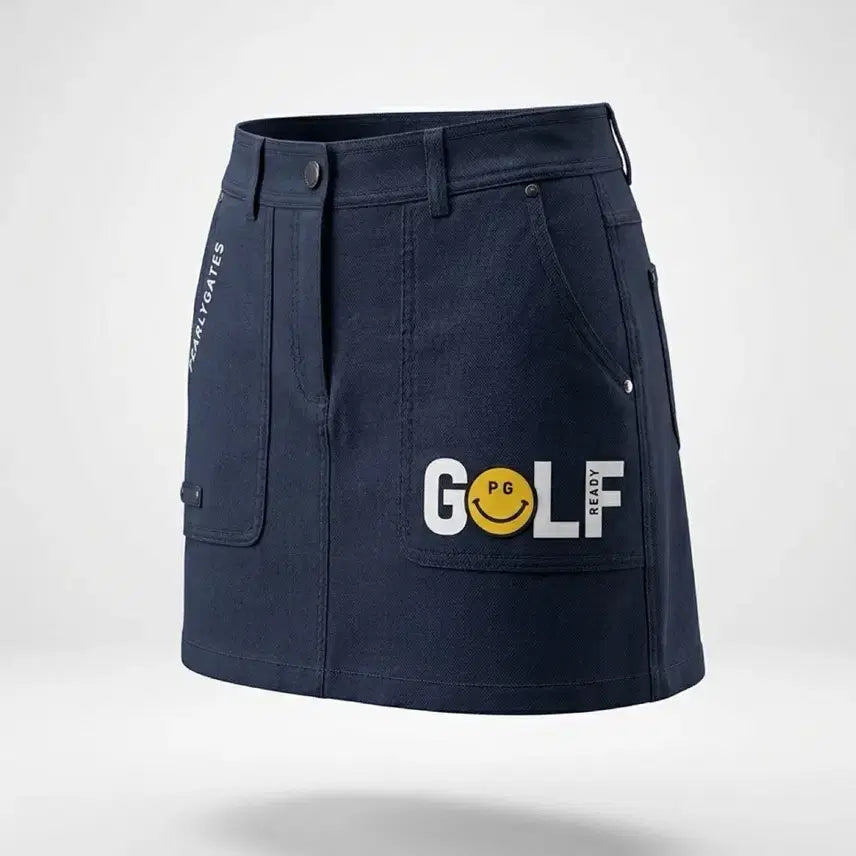 [BUNJANG] PAGETOP GOLF Smile Print Skirt Navy / 여성1/ 파리게이츠 골프 스커트 네이비 PG 스마일 나염