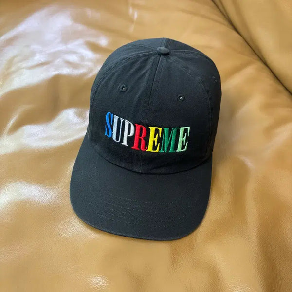 [BUNJANG] Supreme 6-Panel Cap Multi Color Logo Black / 슈프림 6패널 볼캡 모자 멀티 컬러 로고 블랙