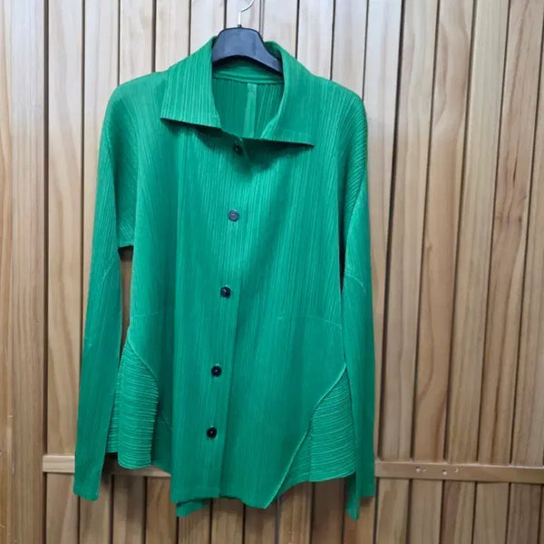[BUNJANG] Pleated Shirt Green / 플리츠 셔츠 그린
