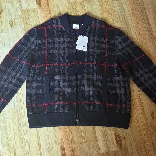 [BUNJANG] Burberry Check Knit Bomber Jacket / 버버리 체크 니트 봄버 자켓