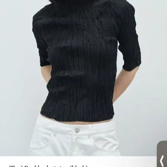 [BUNJANG] Shop Letter Double Pleats Top Black / 샵레터 Double pleats top 블랙