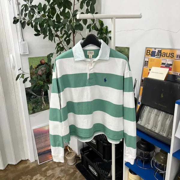 [BUNJANG] Polo Ralph Lauren Women's Cropped Rugby Shirt XS / 폴로랄프로렌 우먼 크롭 럭비셔츠 XS