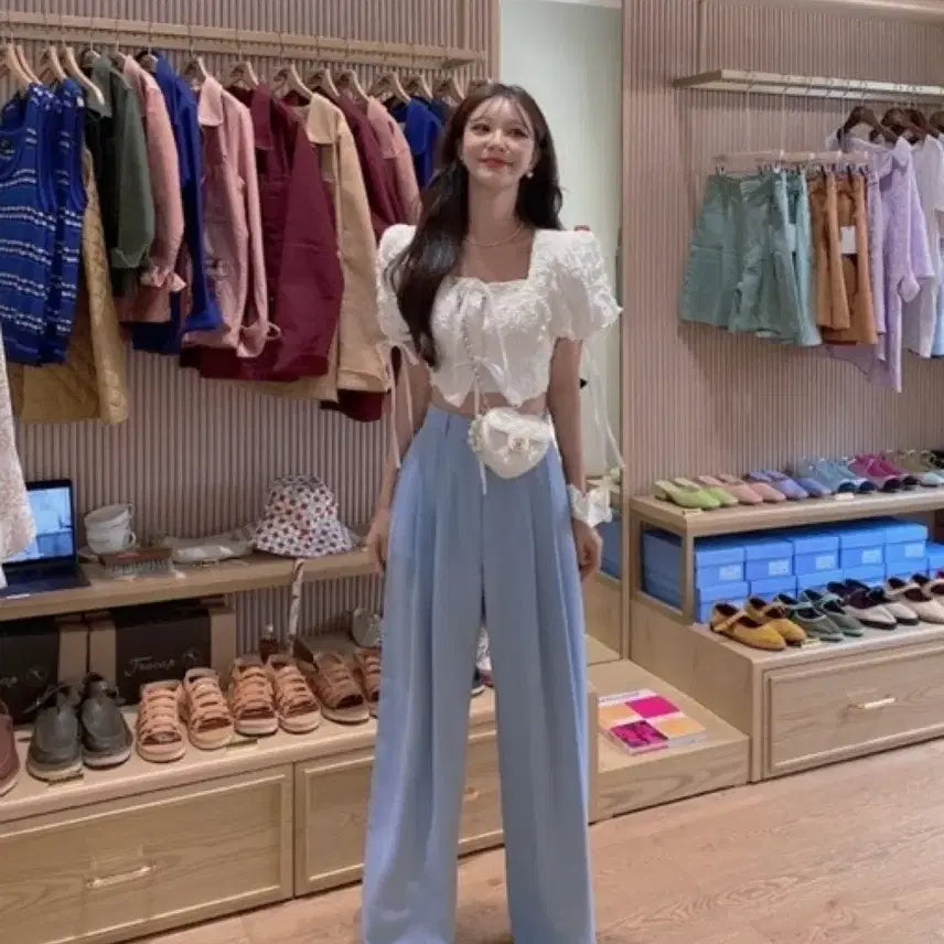 [BUNJANG] White Puff Sleeve Crop Jacket/Blouse / 화이트퍼프소매크롭자켓/블라우스