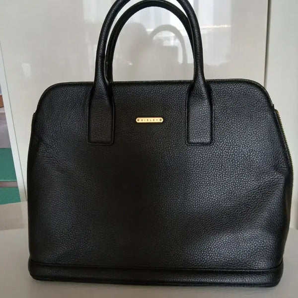 [BUNJANG] Sisley Women's Black Leather Tote Bag / 시슬리 여성 토트백 블랙
