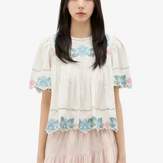 [BUNJANG] SEA NY Embroidered Blouse XS / 한섬 수입브랜드 SEA NY 블라우스