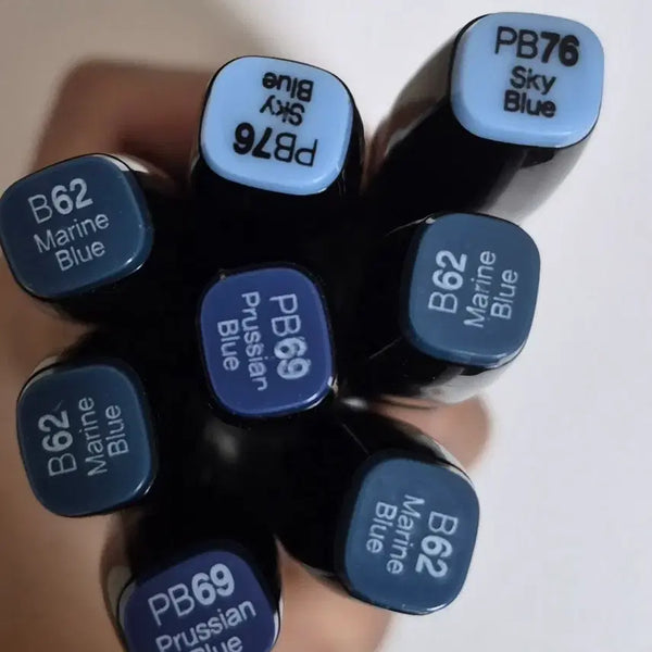 [BUNJANG] Shinhan Touch Twin Marker Set - Blue Tones (PB69, PB76, B62) - 8 Pieces / 신한 터치 트윈 마카 블루 계열 (PB69,PB76,B62) 총 8자루