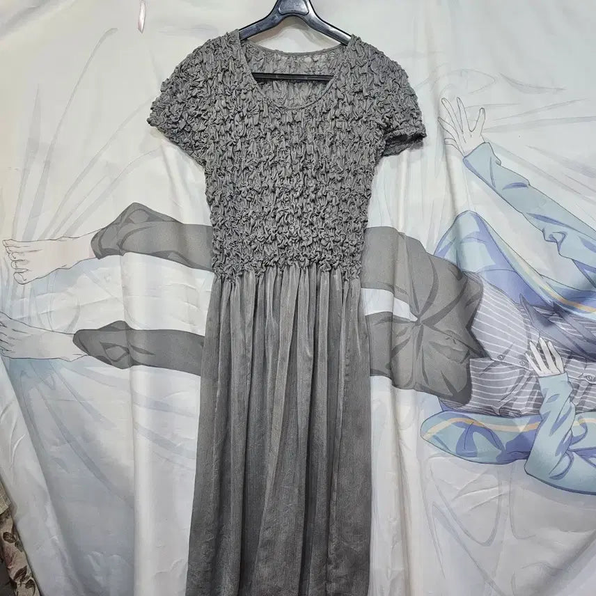 [BUNJANG] Specchio Grey Shirring Flare Long Dress / 스페치오  원피스