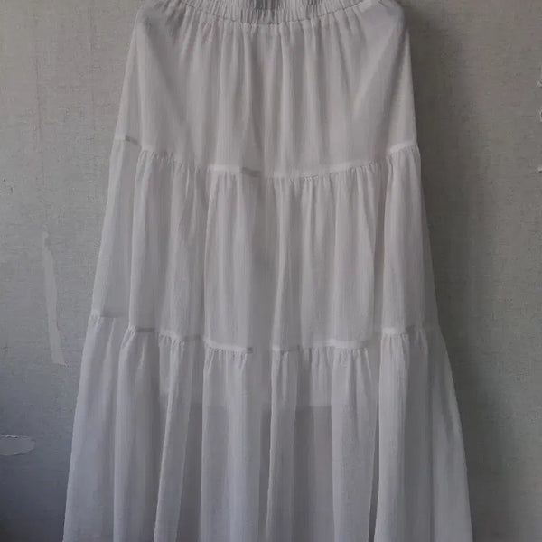 [BUNJANG] White Tiered Chiffon Long Skirt / 화이트 캉캉 쉬폰 롱스커트 55