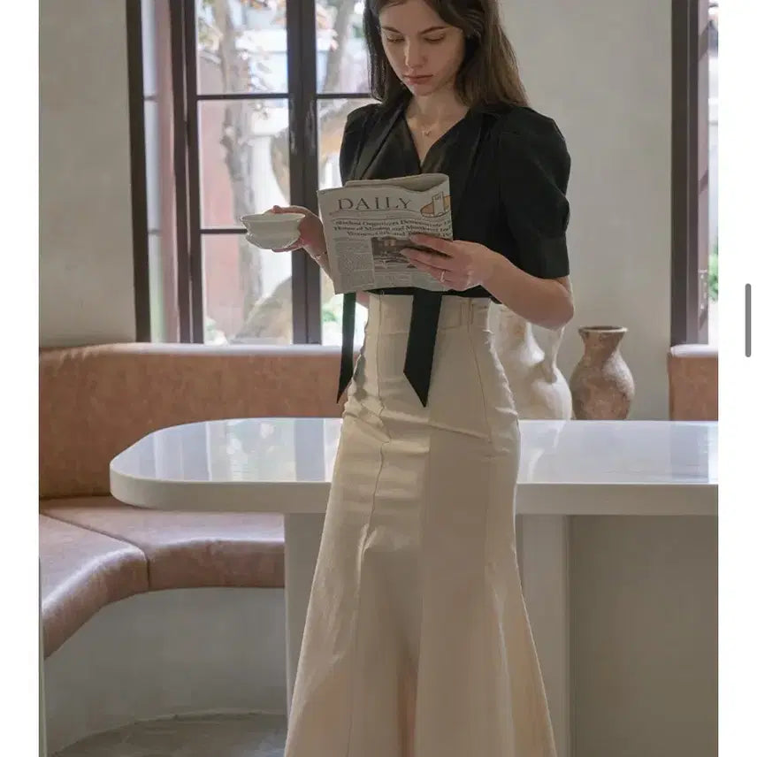 [BUNJANG] Flooum New Mermaid Skirt Light Beige / 플로움 New mermaid skirt_light beige
