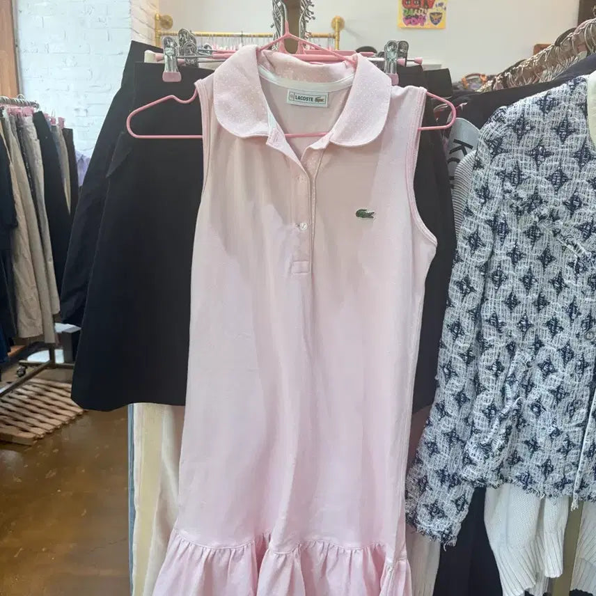 [BUNJANG] Lacoste Pink Frill Dress / 라코스테 핑크 프릴 원피스