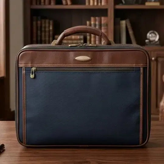 [BUNJANG] Samsonite Vintage Briefcase Navy/Brown / 샘소나이트 빈티지 서류가방 네이비/브라운