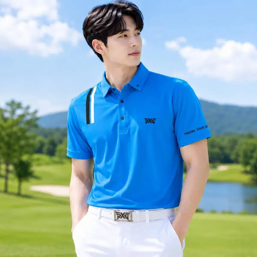 [BUNJANG] PXG Golf Men's Blue Short Sleeve Polo Shirt L / PXG 골프 남성 블루 반팔 카라티 L