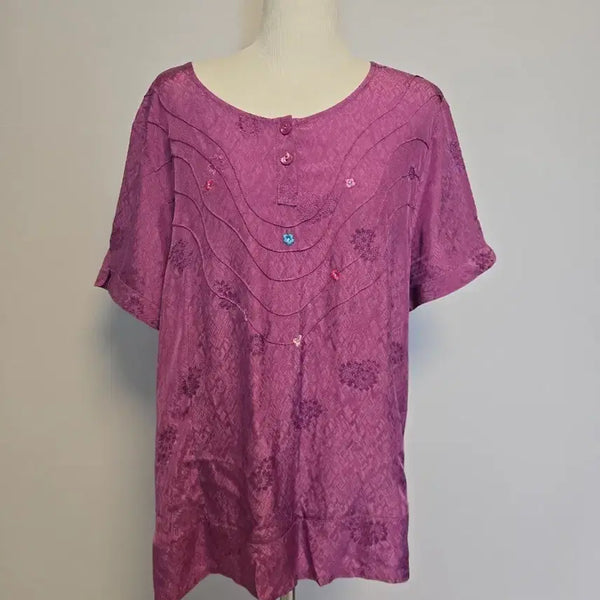 [BUNJANG] Women's Rayon Floral Blouse Size 66-66.5 / A(66-66반)인견 꽃 블라우스