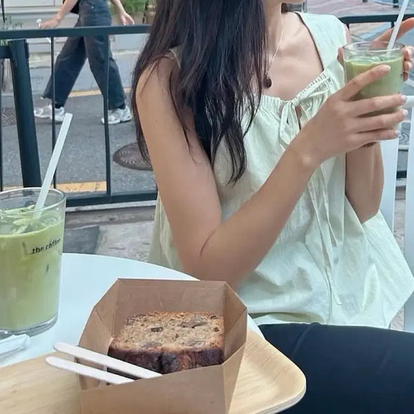 [BUNJANG] Mint Sleeveless Nylon Blouse / 민트색 민소매 나일론 블라우스