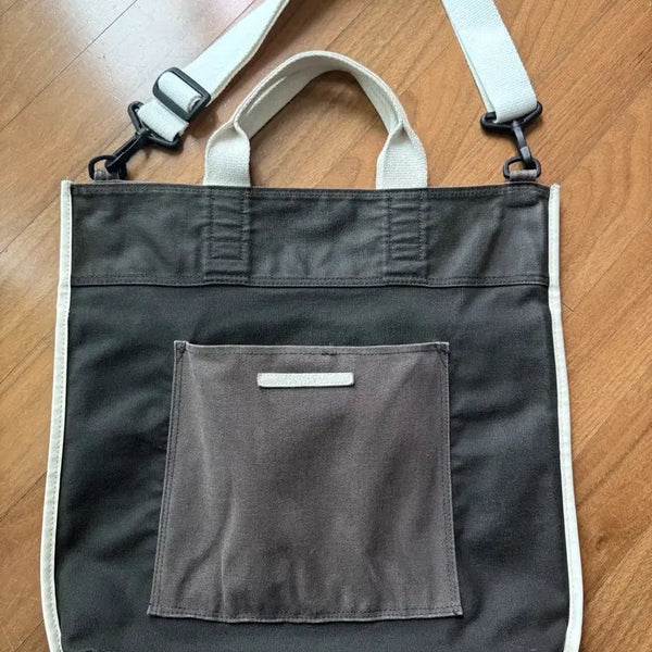 [BUNJANG] Lowrow Reversible Crossbody Tote Bag Khaki / 로우로우 양면 크로스백 토트백 카키색