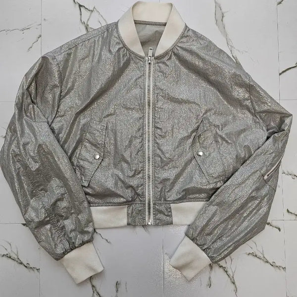 [BUNJANG] Essential Endwarf Silver Pearl Bomber Jacket / 에센셜 엔드워프 실버 펄감 봄버 자켓 36