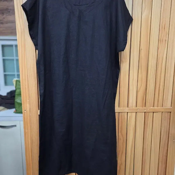 [BUNJANG] Black Sleeveless Linen Long Dress / 블랙 민소매 린넨롱 원피스