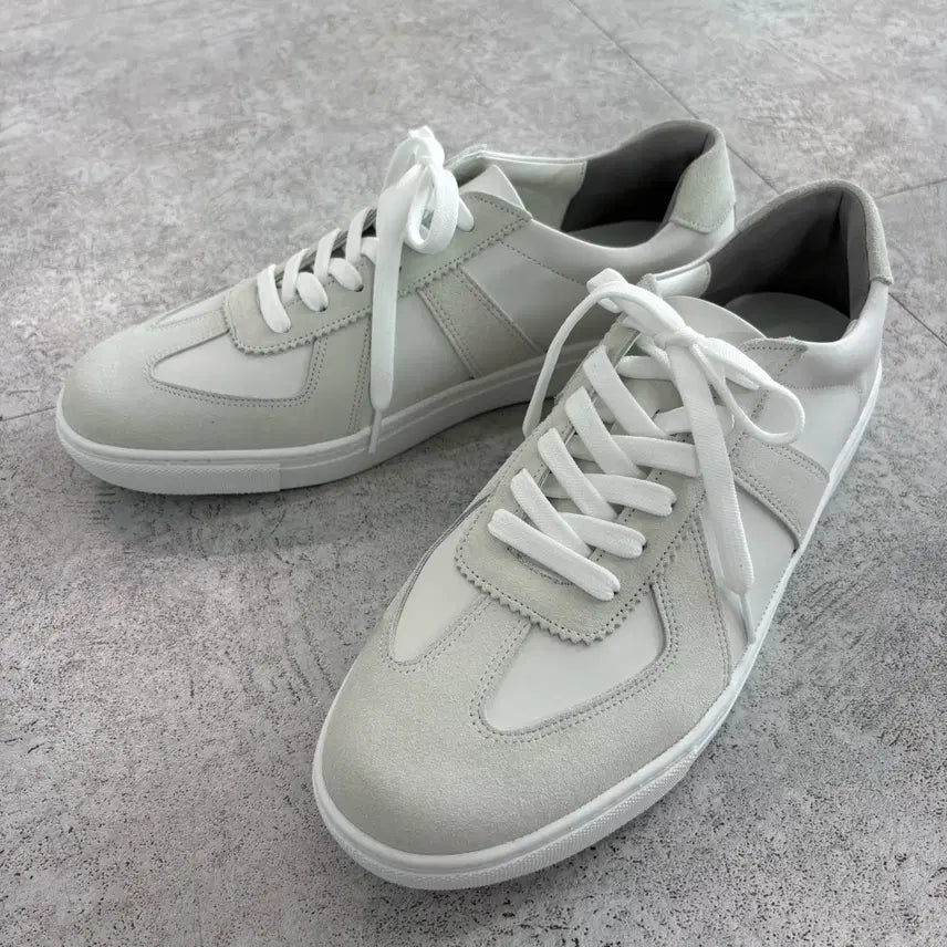 [BUNJANG] Firenze Atelier German Army Sneakers White Vegan Leather Suede Size 280 / [280] 세컨드아뜨리에 2600W [WHITE] 독일군 스니커즈 3번