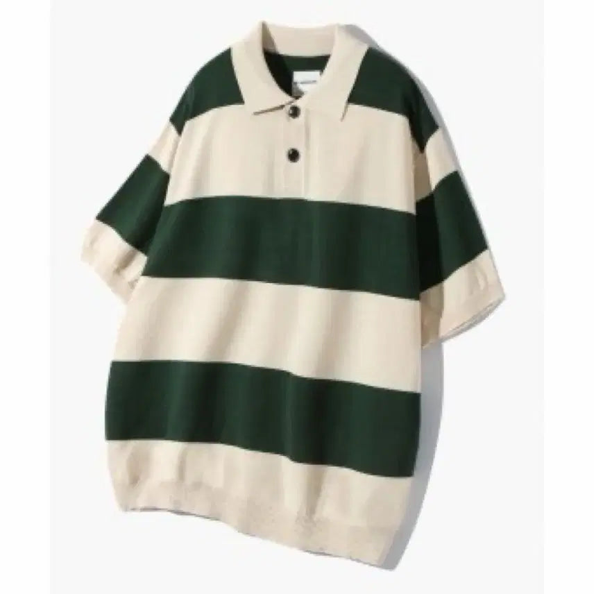 [BUNJANG] DIMITRYBLACK Striped Rugby Short Sleeve T-Shirt Green M / 디미트리블랙 스트라이프 럭비 반팔 그린 m