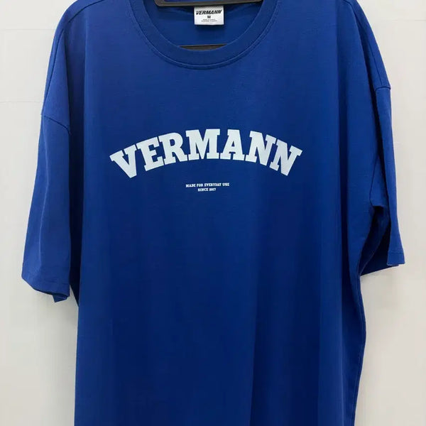 [BUNJANG] Bermann Apparel Oversized Short-Sleeve T-Shirt Blue / 베르만 어패럴 오버핏 반팔 티셔츠