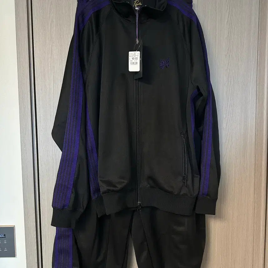 [BUNJANG] Needles Track Jacket (XL) & Track Pants (M) Setup - Black/Purple / 니들스 트랙자켓(XL), hd 팬츠(M) 셋업 검보 블랙 퍼플
