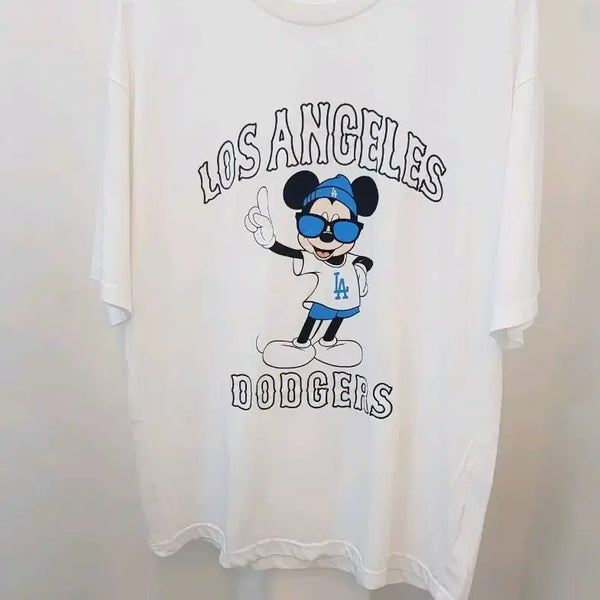 [BUNJANG] MLB LA Dodgers Mickey Mouse Short Sleeve T-Shirt (L) / MLB LA 다저스 미키마우스 반팔 티셔츠L사이즈