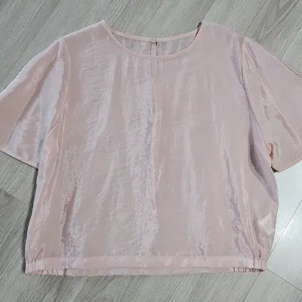 [BUNJANG] Pink Short-Sleeve Organza Blouse / 반팔 오간자 블라우스 핑크