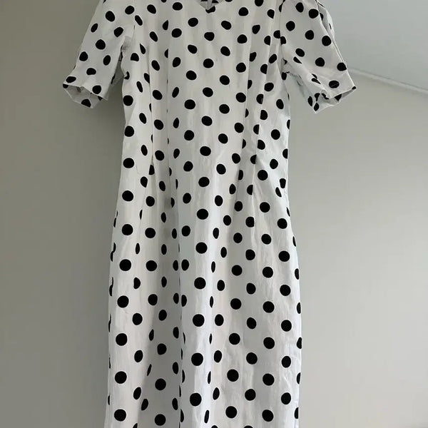 [BUNJANG] Black Dot Pattern Midi Dress / 원피스