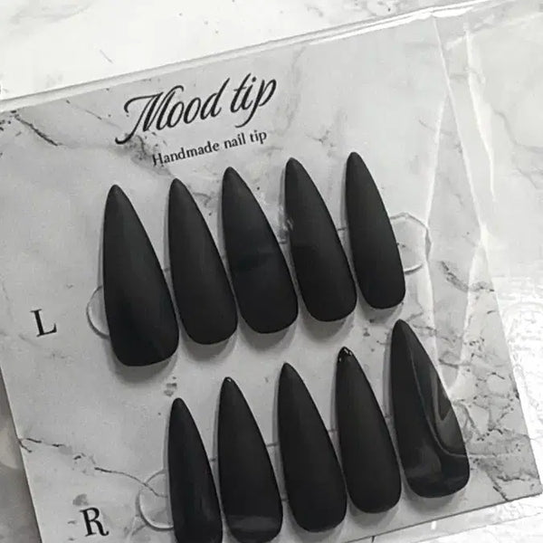 [BUNJANG] Matte Black Nail Tips / 무광블랙네일팁
