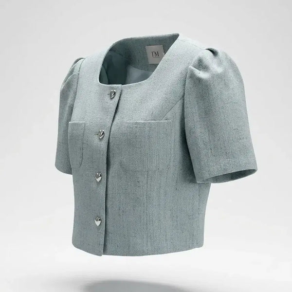 [BUNJANG] It Misha Heart Button Short Tweed Jacket Women's Size 85 / 여성85/ 잇 미샤 하트 단추 숏 트위드 자켓 24년