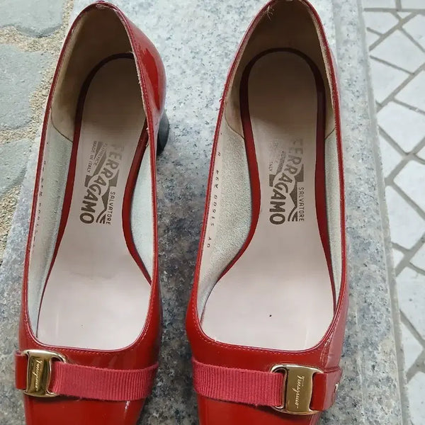 [BUNJANG] Salvatore Ferragamo Ribbon Pumps Red / 페라가모 리본 펌프스 레드