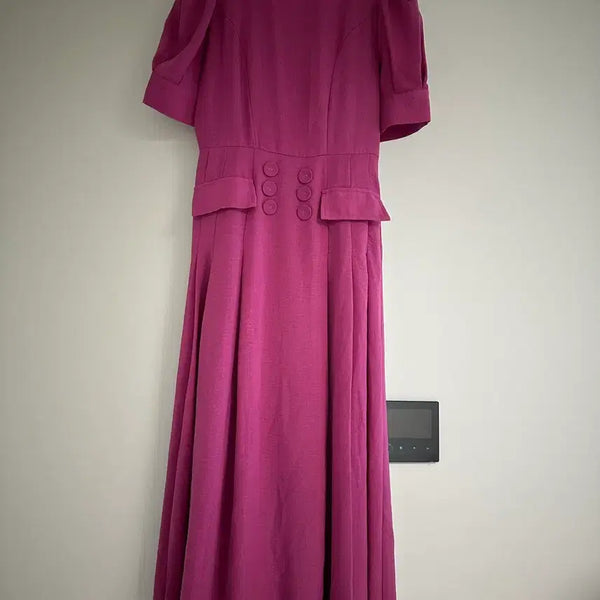 [BUNJANG] Pink Puff Sleeve Long Dress / 원피