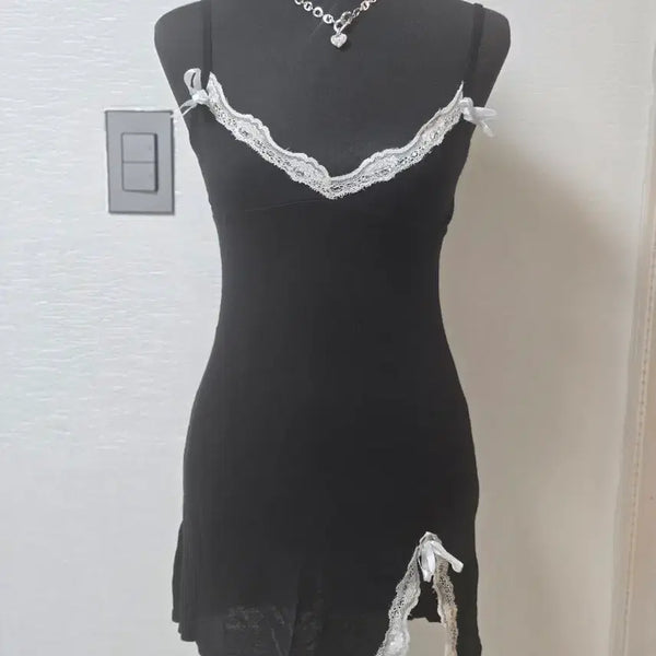 [BUNJANG] Y.B.F Black Span Slip Dress Inner Camisole / Y.B.F 블랙  스판  렝스  속치마 슬립 원피스 나시 블랙