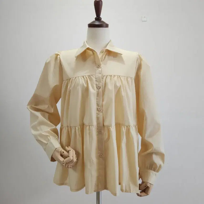 [BUNJANG] Tiered Flare Shirt Blouse / 캉캉 플레어 셔츠 블라우스