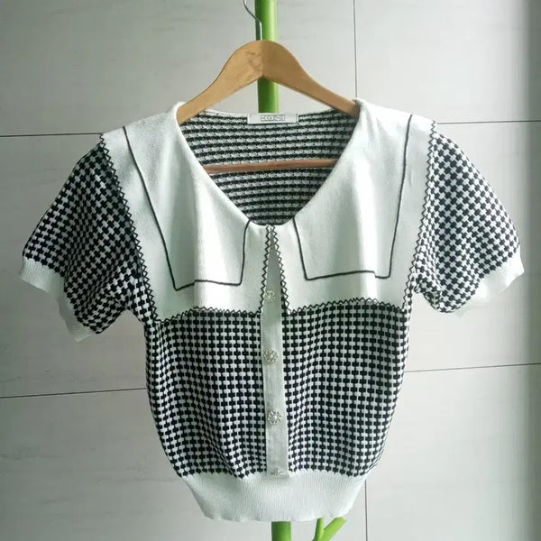 [BUNJANG] Egoist Sailor Collar Short Sleeve Knit / 에고이스트 반팔 니트 세일러 카라